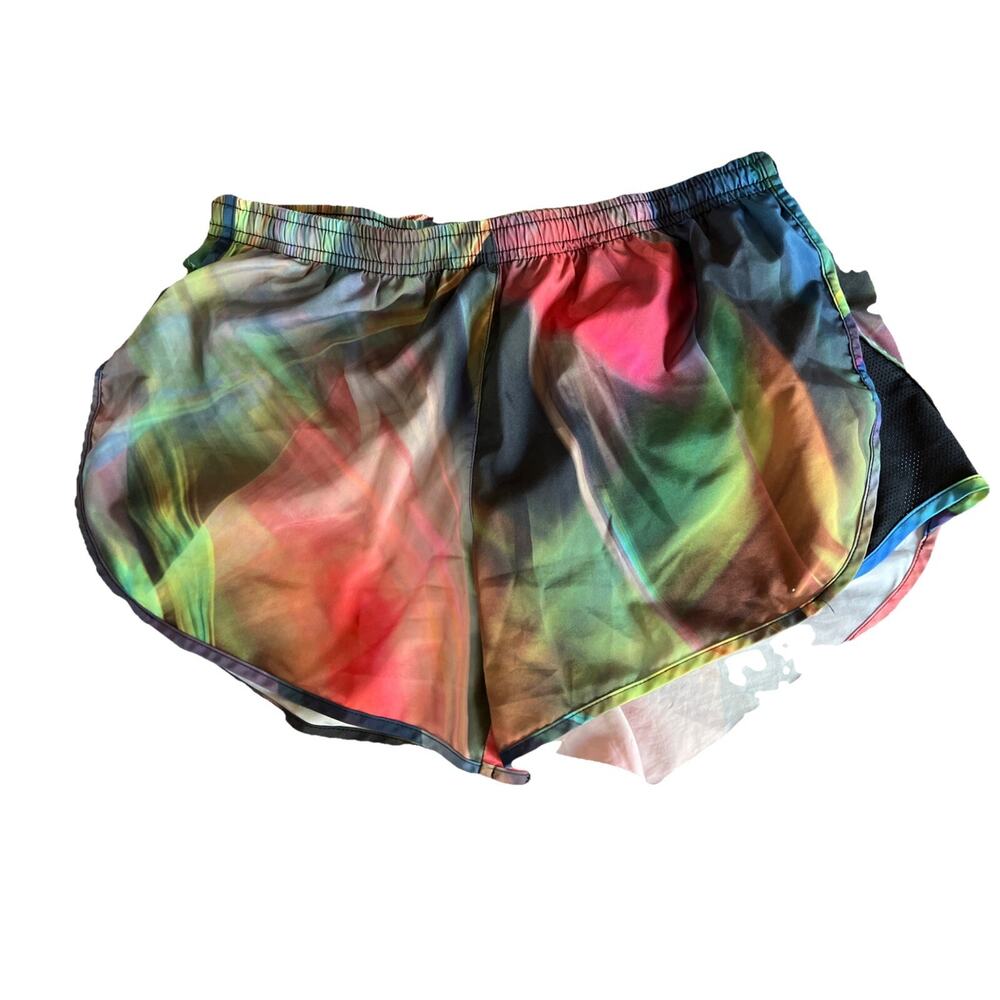 Nike Dri Fit Modern Tempo Soffe Shorts Rainbow Watercolor Zip Pocket, medium